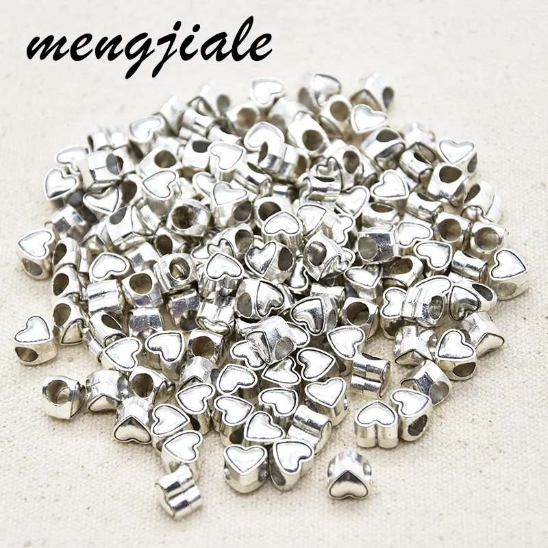 Бусины серебряные в античном стиле с большим отверстием форме сердца 25 шт./лот