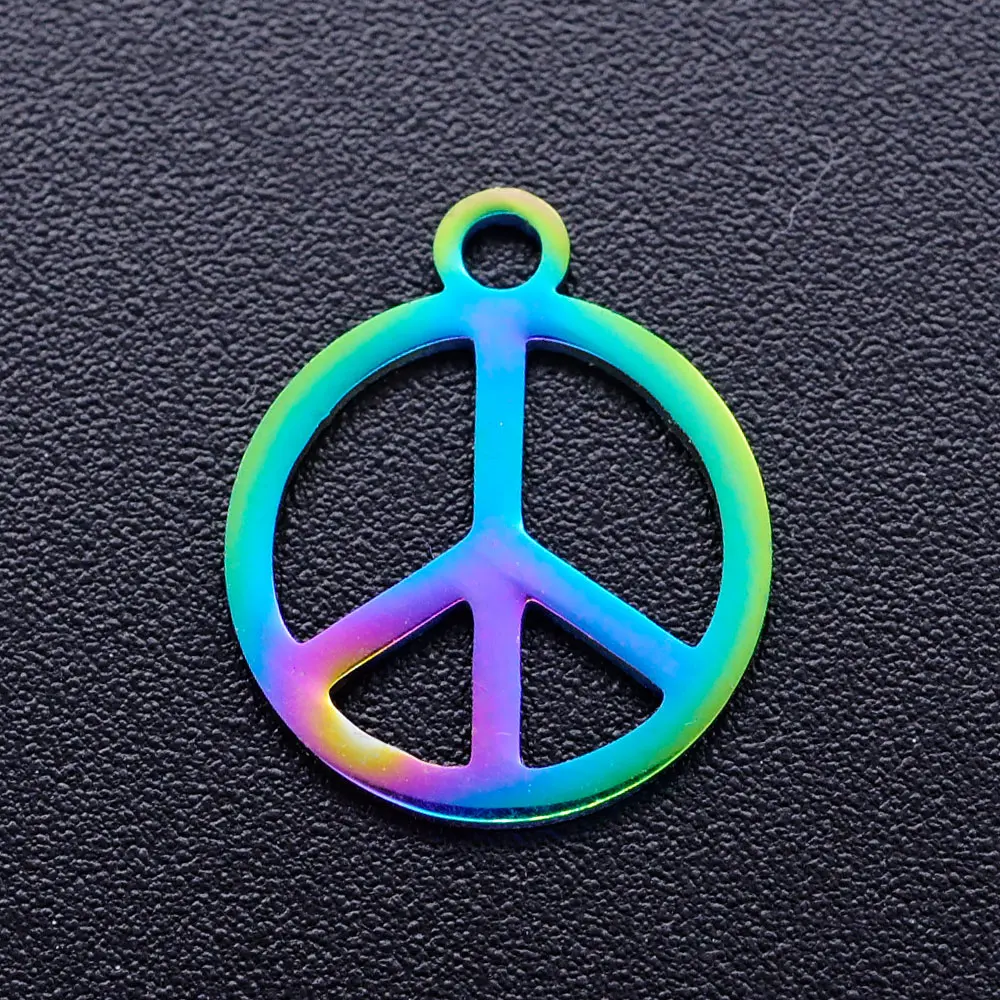 5 шт./лот 316 символ мира из нержавеющей стали, подвески «сделай сам» с радужным покрытием, оптовая продажа, подвеска для ожерелья, Прямая поставка