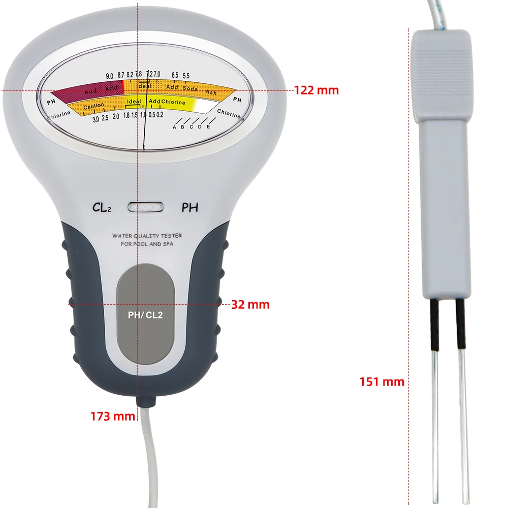 2 в 1 измеритель уровня хлора портативный цифровой PH