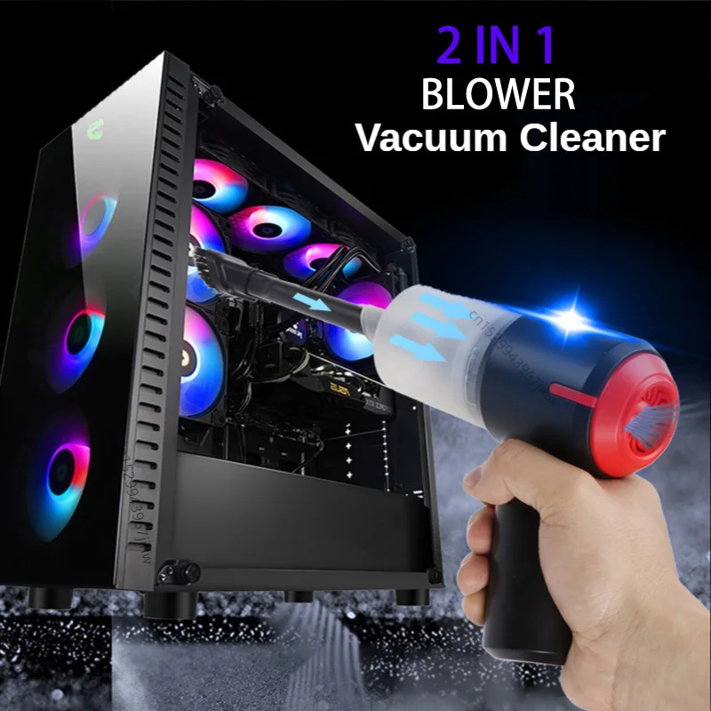 

Handheld Vacuum Cleaner&Cordless Air Blower 2in1,Mini Air duster Electric cleaner tool for Computer keyboard,PC,Piano,Pet,laptop