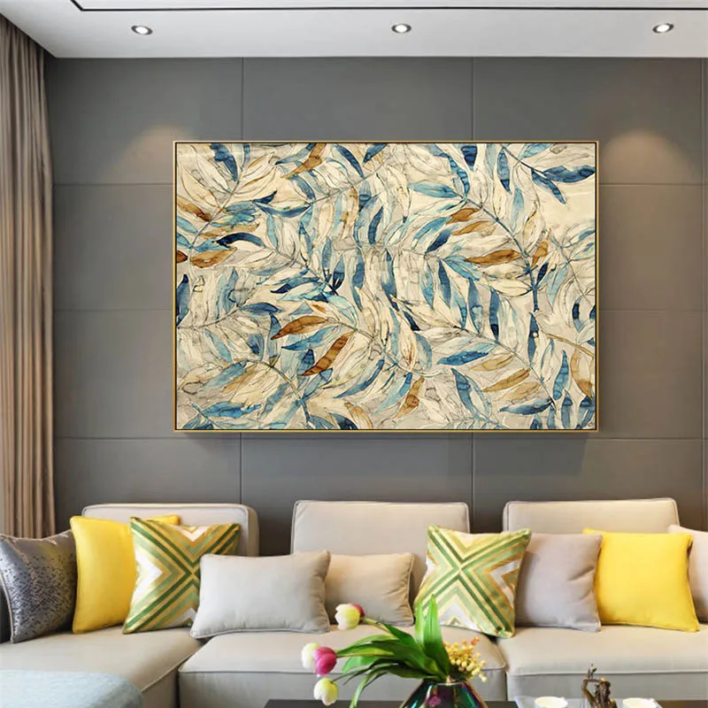 Японский стиль океан волны пейзаж рыба растение цветок листья кран Птица Холст