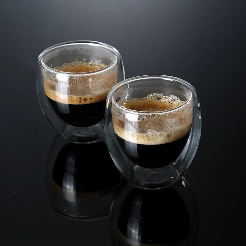 

6 Sets of 80Ml Double-Layer Hollow Glass Coffee Cup Sets for Drinking Tea, Coffee, Drinking Cups