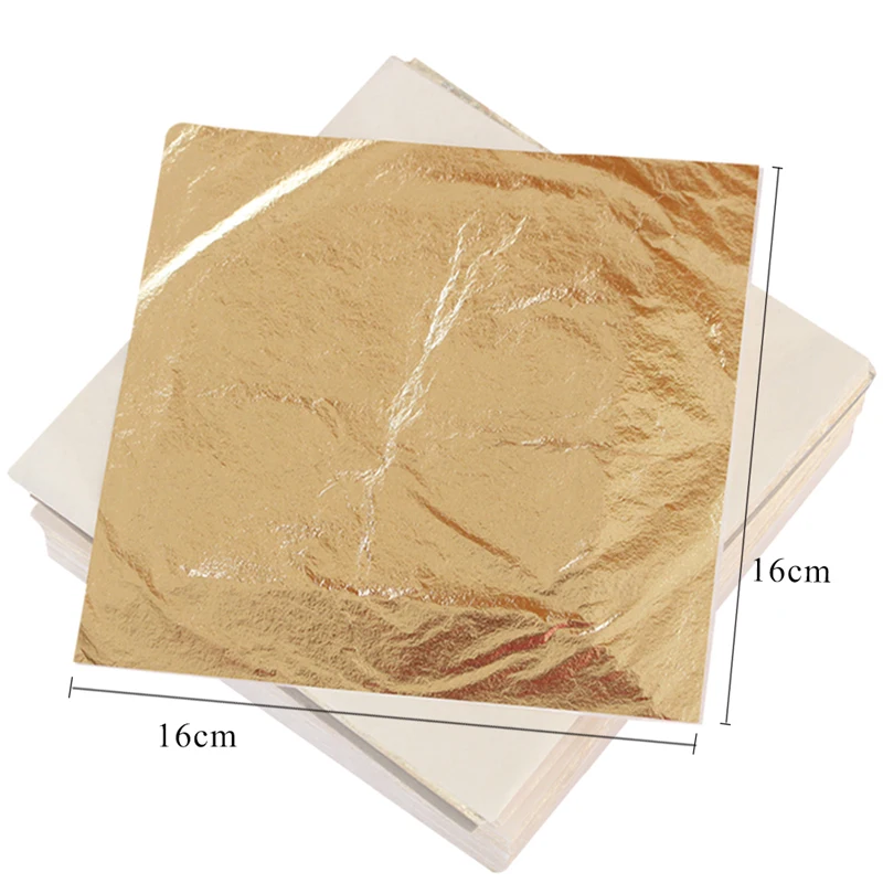 

100pcs/1000pcs #2.0 Imitation Gold Leaf Paper Gold Foil Sheets Gilding Copper Leaf 16cm for Arts Crafts Gilded Home Decoration