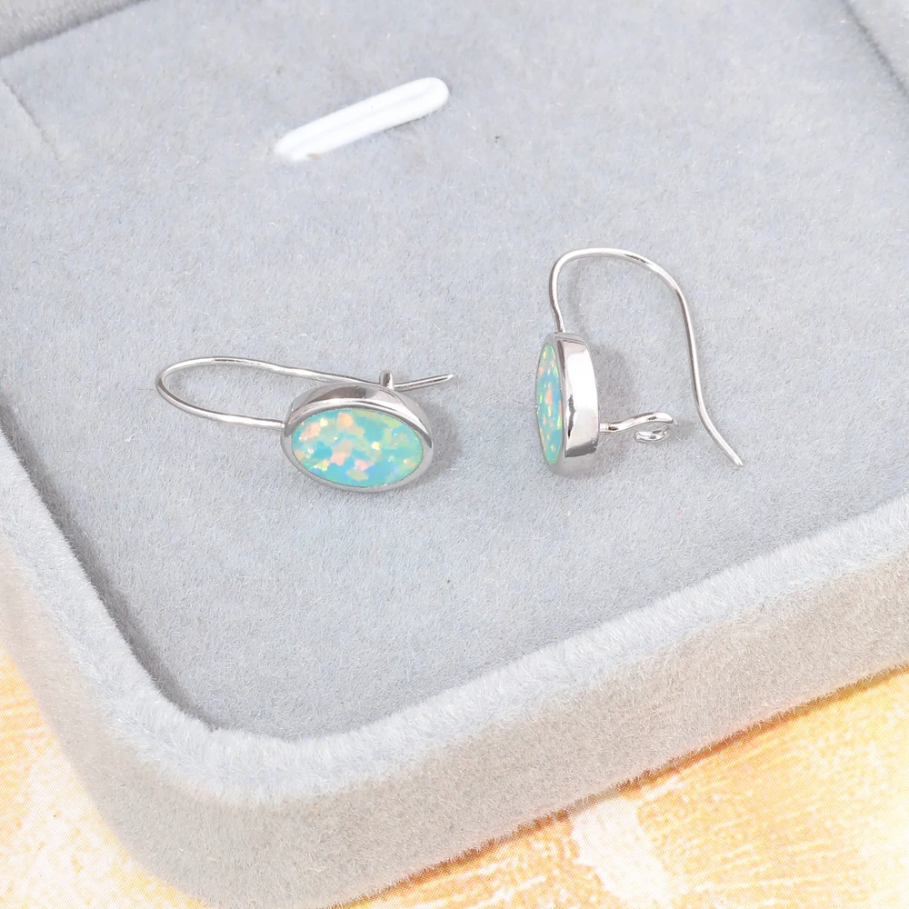

CiNily Oval Shape Fire Opal Silver Plated Fashion Jewelry Dangle Drop Earring for Party Jewelry Fashion Woman Earring Gift