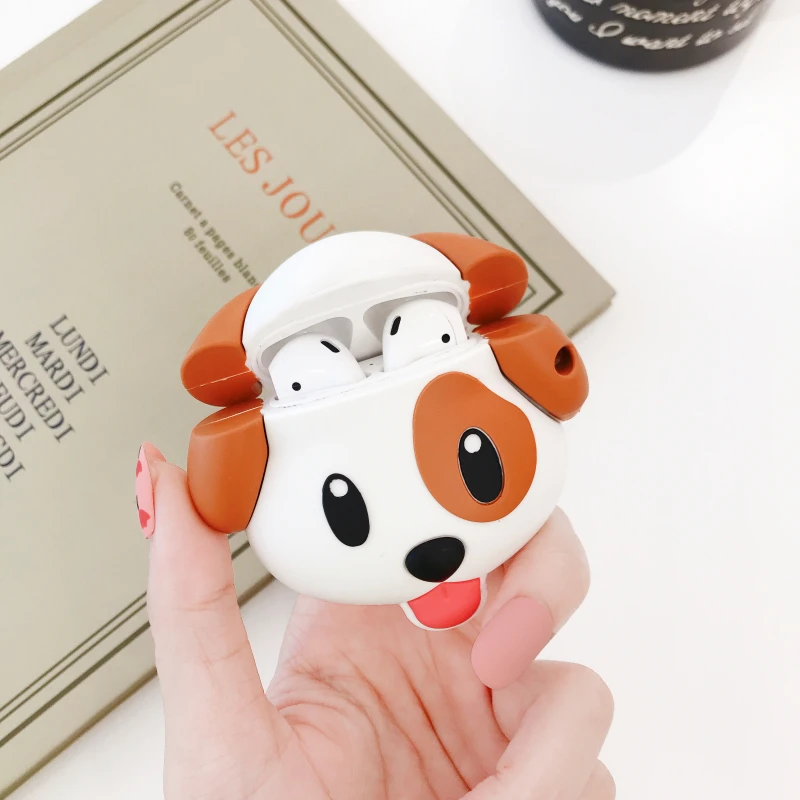 Милый мультяшный 3D чехол с изображением мопса и собаки для AirPods 1 2 зарядных