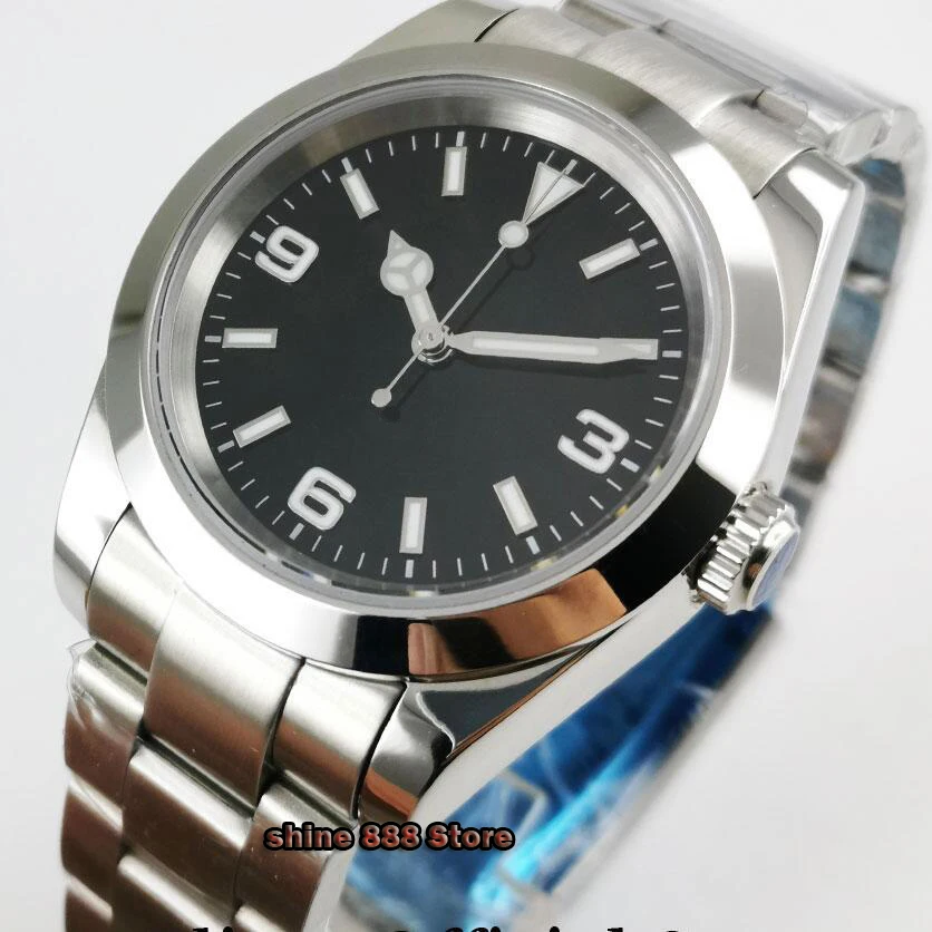 Мужские часы с черным циферблатом BLIGER 40 мм керамическим ободком сапфировым