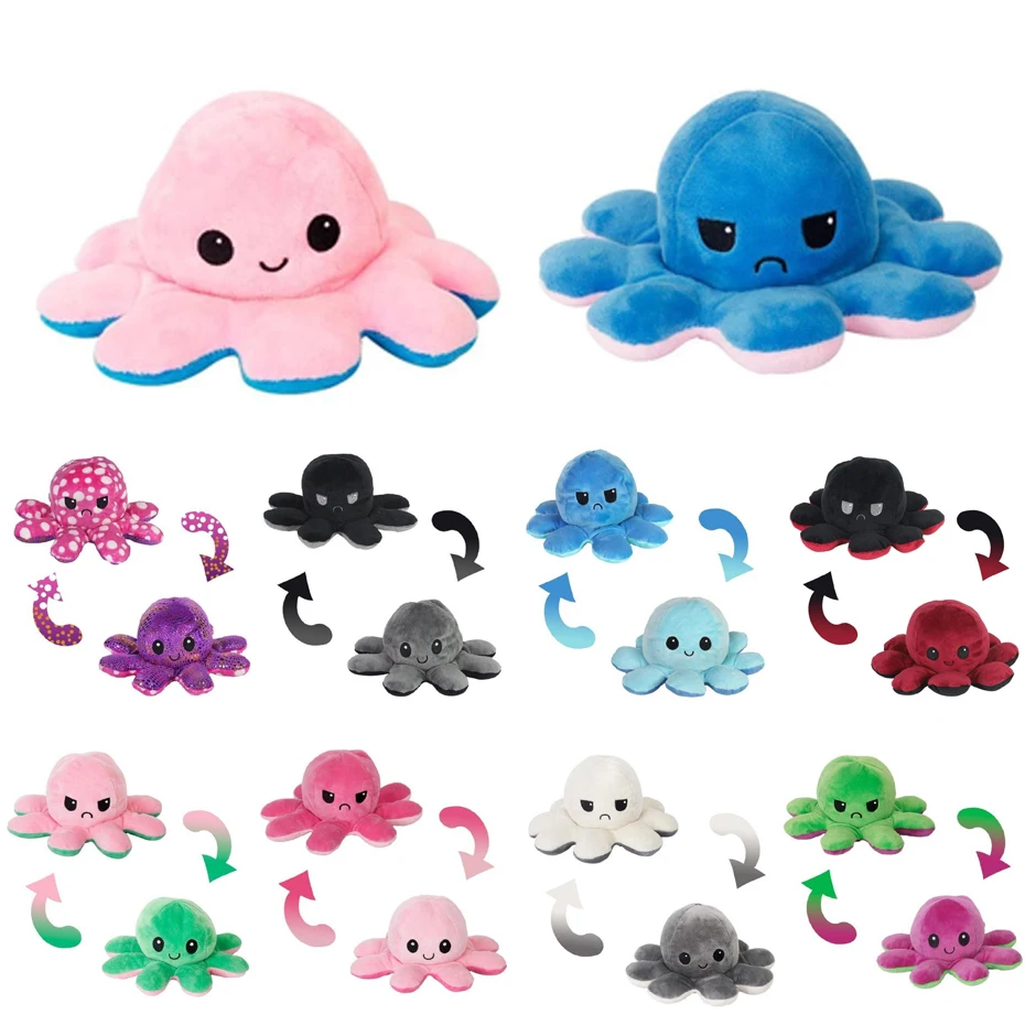 

Octopns Children's Soft Gift hobotnica Plush Animal Children's Double Flip Doll Soft Cute Plush Peluches Eeversible Plush Toy