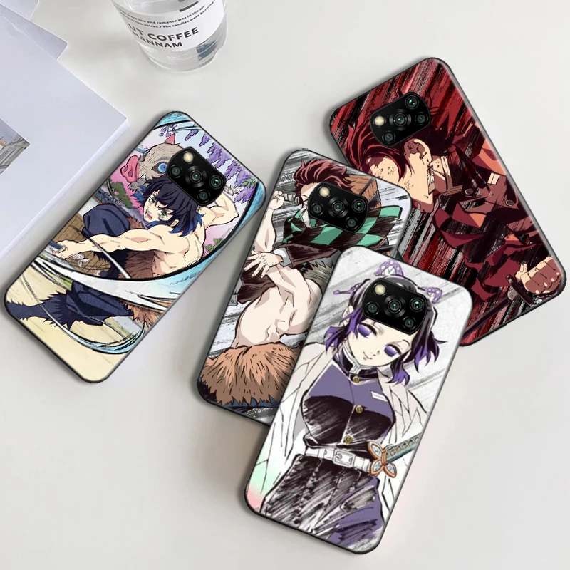

Cartoon Anime Demon Slayer Phone Case For Xiaomi POCO F3 GT X3 Pro X3 GT M3 M3 Pro X3 NFC X3 Kimetsu No Yaiba Soft Cover Fundas