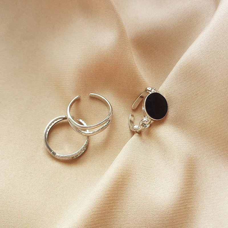 

Three-Piece Ring Set Personality Double Layer Cross Open Ring Fashion Dripping Index Finger Ring Female