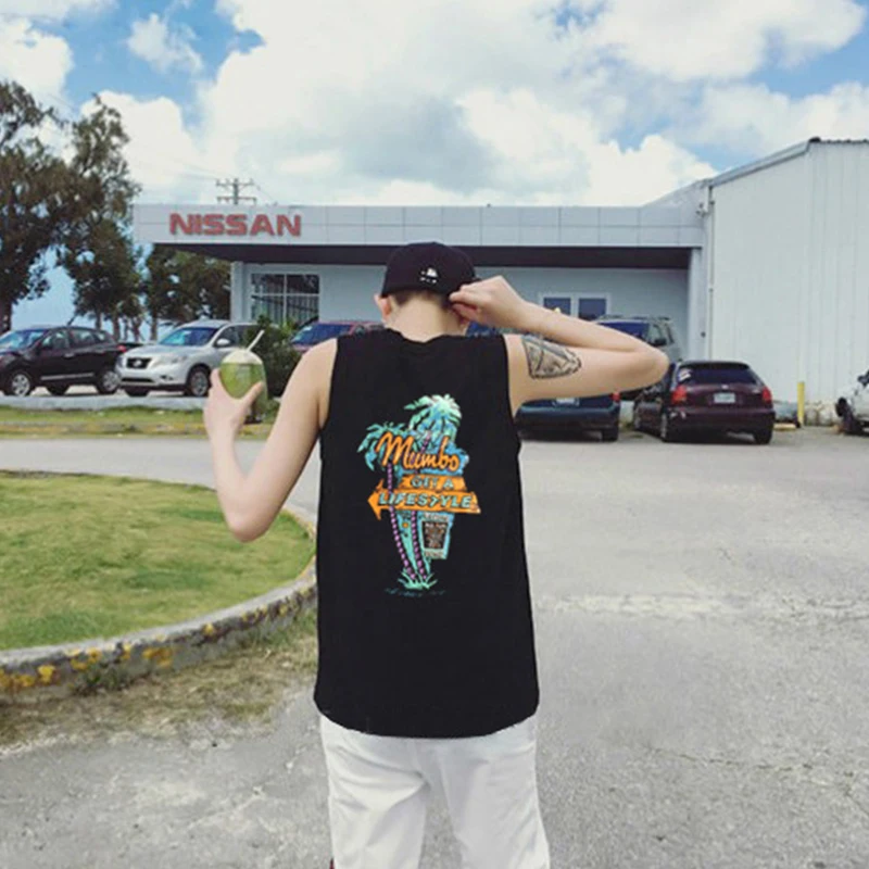 Модный хлопковый жилет с принтом кокосового дерева для лесбиянок | Женская