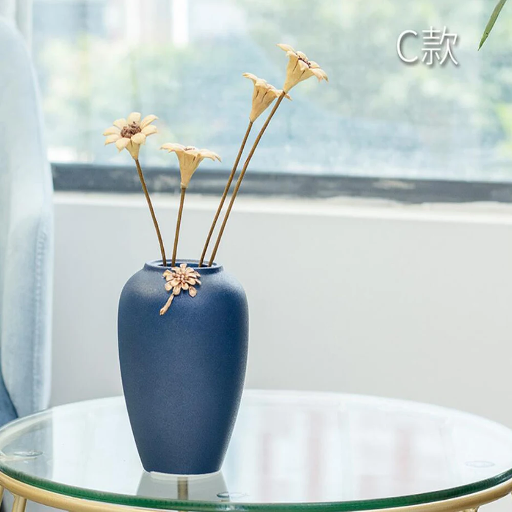 Современная Минималистичная синяя керамическая ваза ins в скандинавском стиле