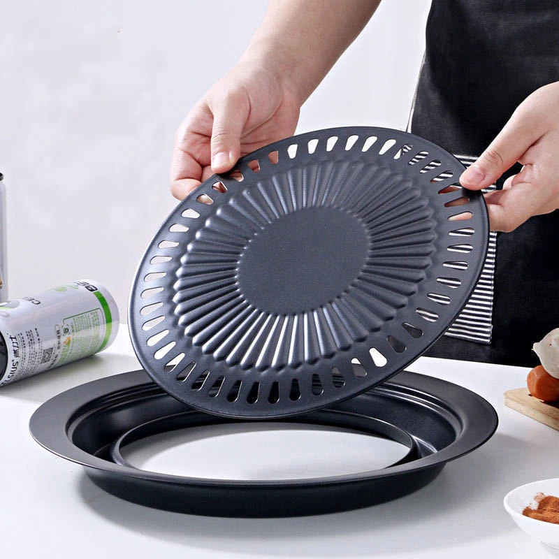 Non-Stick Korean Bbq Grills Round Pan Barbecue Grill for Outdoor Camping Portable Oven Tools |