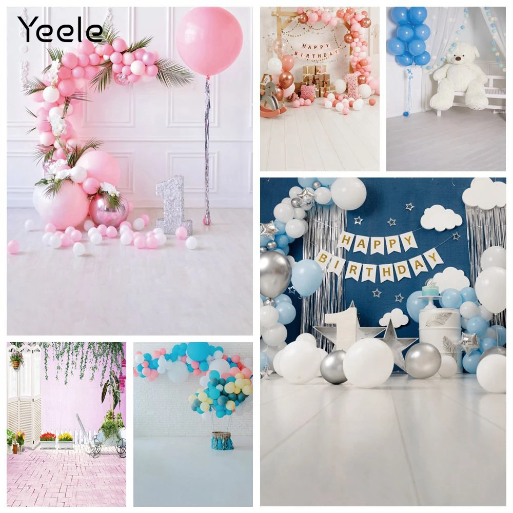 

Yeele Baby Birthday Balloon Flowers Cake Decor Ins Photography Backdrops Personalized Photographic Backgrounds For Photo Studio