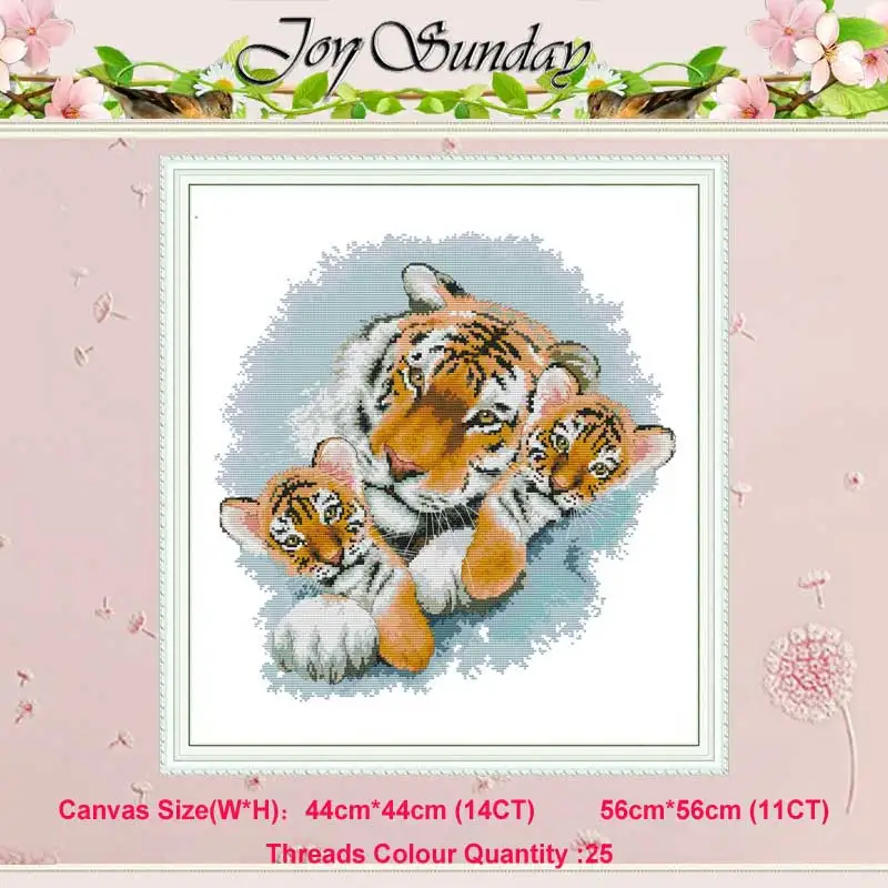 Tiger mother baby Полярный Медведь Тигр семья Счетный 11CT 14CT набор крестиков DIY DMC Китайский Набор для вышивания крестиком рукоделие домашний декор - Цвет: Tiger mother baby