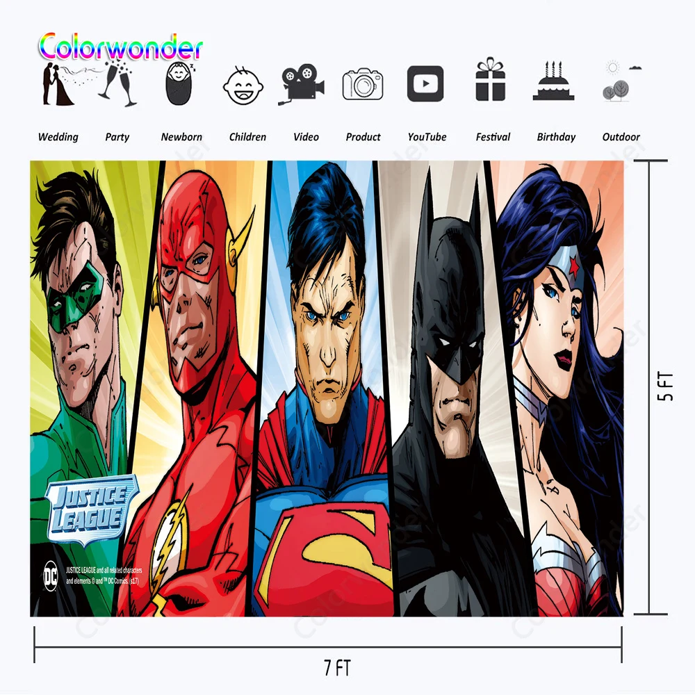Фотофоны Супергерои тематическая вечеринка на день рождения Супермен Бэтмен с