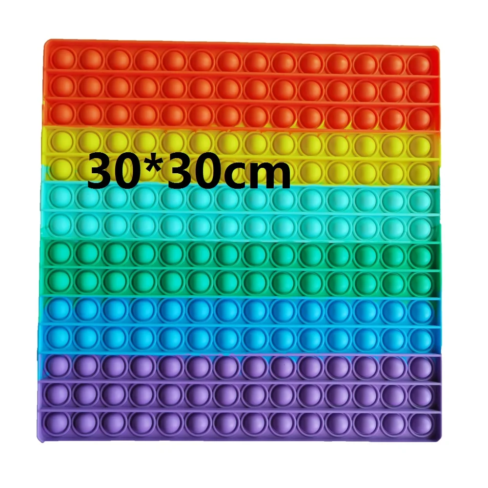 

30cm Super Big Size Square Rainbow Fidget Toy Stress Relief msxf Push Simple Dimple Toy Sensory Educational Bubble Fidget Toys