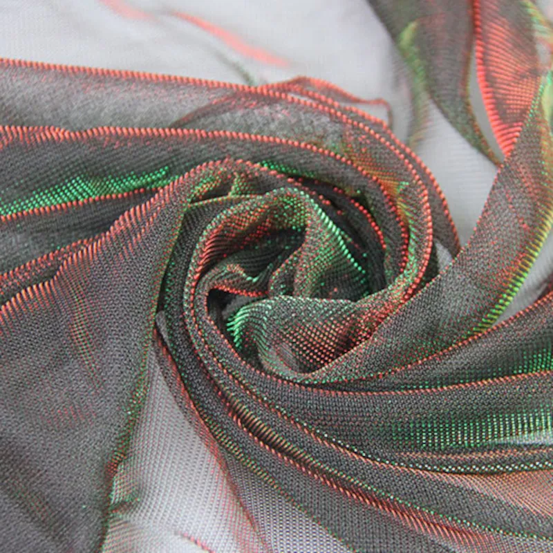 Переливающаяся блестящая сетчатая тюль металлическая люрексная Лунная ткань