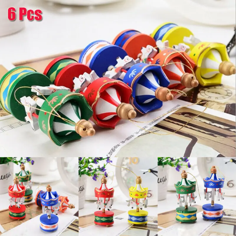 6Pcs Christmas Rotating Trojan Horse Decorations Baubles Party Table Decoration for Home Ornaments Xmas Gifts | Дом и сад