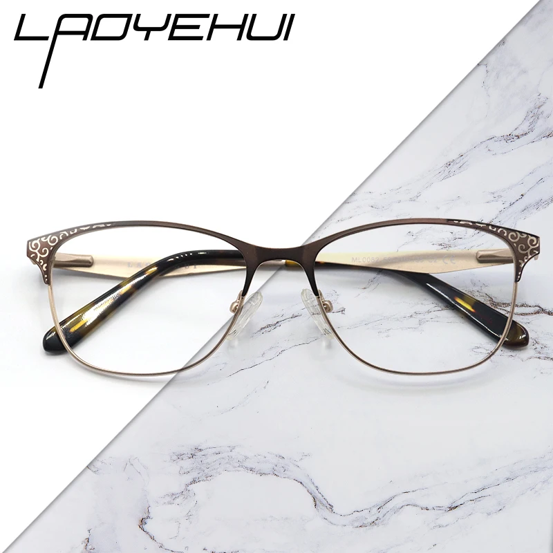 

Retro square rectangle cat eye metal prescription eyeglasses frames luxury brand design clear glasses women fashion customizable
