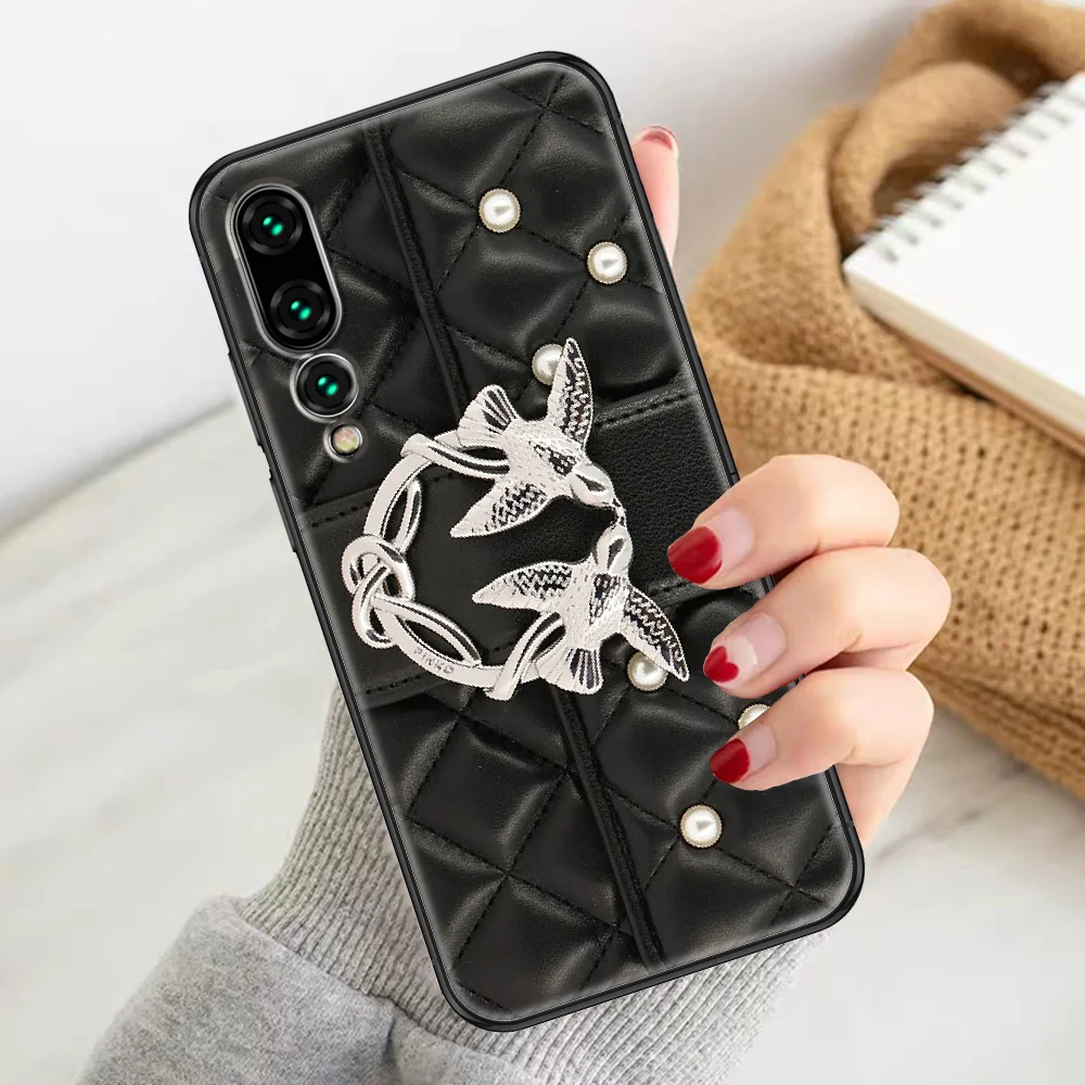 

Italian Brand PINKOes Phone case For Huawei P Mate P10 P20 P30 P40 10 20 Smart Z Pro Lite 2019 black 3D hoesjes soft back trend