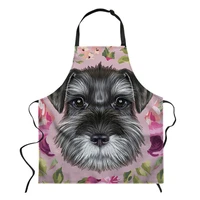 cartoon schnauzer dog print cooking baking accessories apron kitchen adjustable bbq restaurant aprons for women sleeveless apron