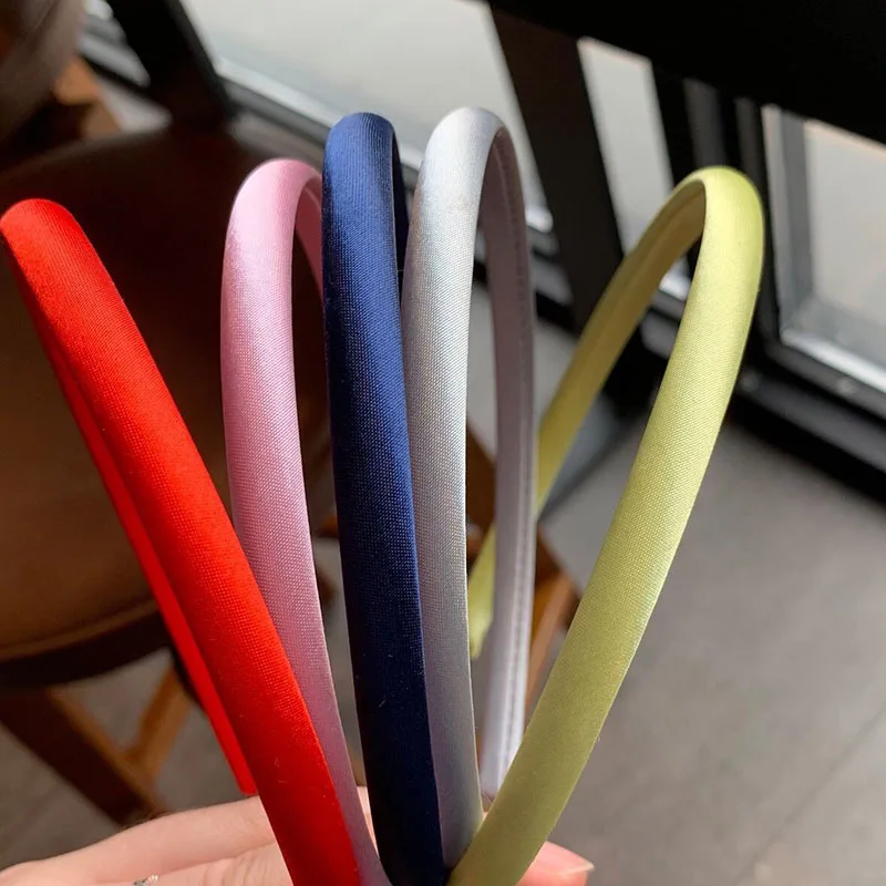 

Satin Covered Head Hoop Non-Slip Hair Hoop Women Thin Hairbands Girl Diy Headband Candy Color Headdress Headwear Hair Accessory