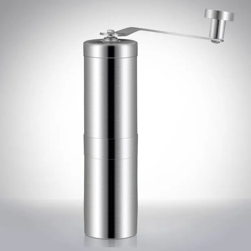 Серебристая кофемолка ручная мини-кофемолка из нержавеющей стали ручной работы