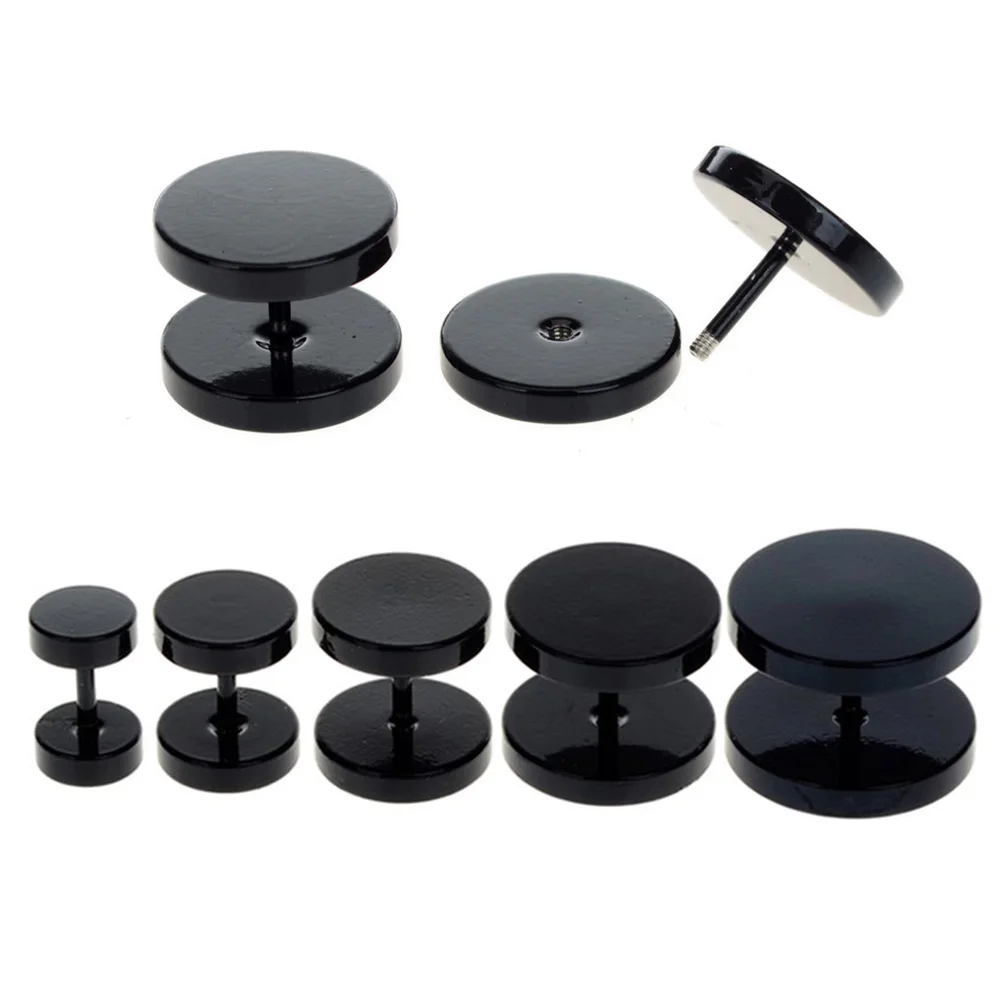 

1Pair 6/8/10/12/14mm Black Stainless Steel Stud Earrings Women Men's Barbell Dumbbell Punk Gothic Stud Earring Fashion Jewelry