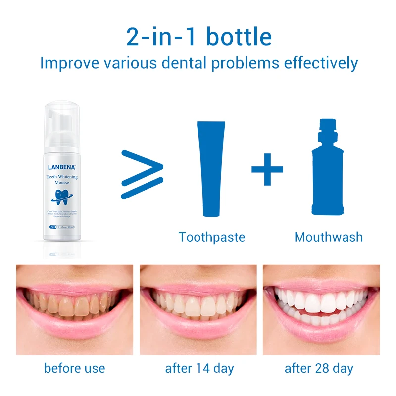 

LANBENA New Version Teeth Whitening Mousse Toothpaste Dental Oral Hygiene Remove Stains Plaque Teeth Cleaning Tooth White Tool