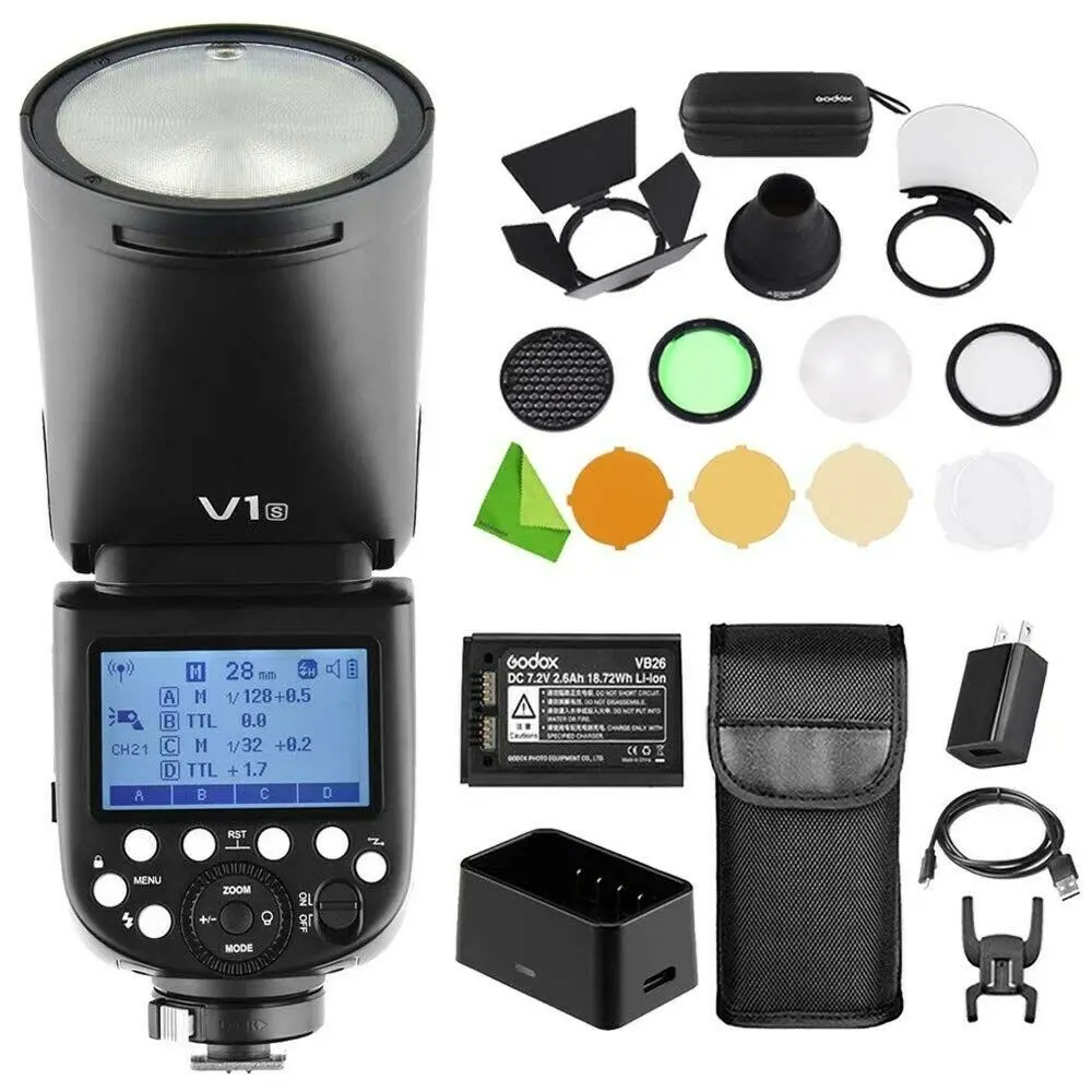 

Новинка, фотовспышка Godox V1 + AK-R1 Kit, фотовспышка для студийной камеры, Вспышка Speedlite для всех брендовых камер
