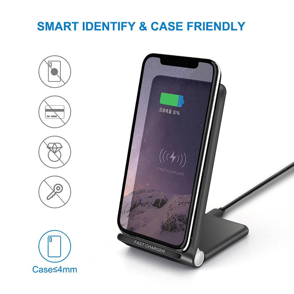 Складная Qi Беспроводная подставка для зарядного устройства для iPhone 11 X XS XR samsung S9 S10 Note 10 15W быстрый беспроводной зарядный блок зарядное устройство для телефона