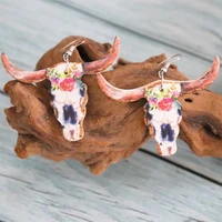 new kandra cork tauren drop earrings for women fashion pu leather totem earrings boutique jewelry wholesale
