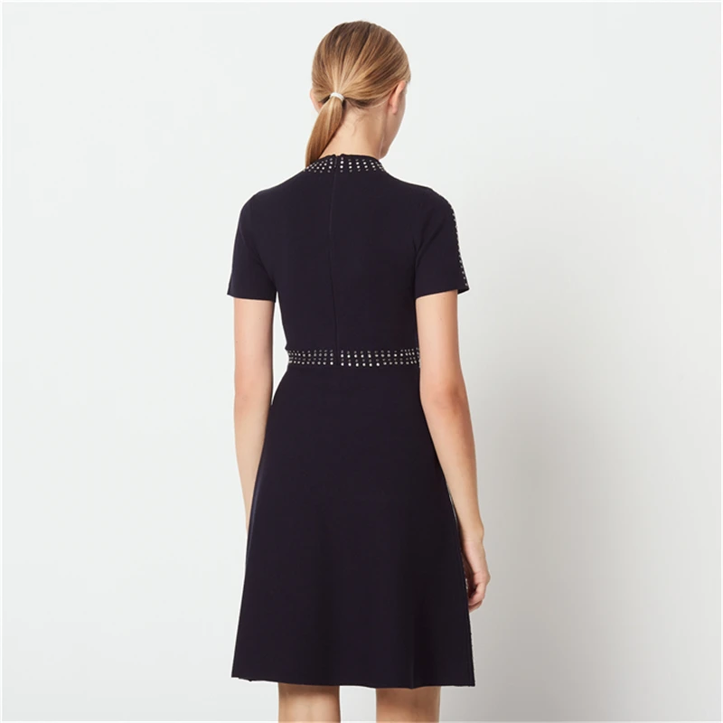 Tunjuefs, приталенное, горячее предложение, трикотажное платье, женское, Vestido, сзади, платье на молнии, элегантное, облегающее, водолазка, пуловеры, короткий рукав