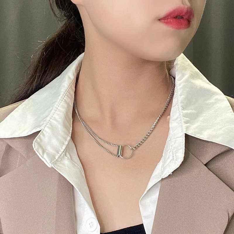 

POTCET Stainless Steel Necklace Titanium Steel Geometric Irregularity Travel Anniversary Jewelry