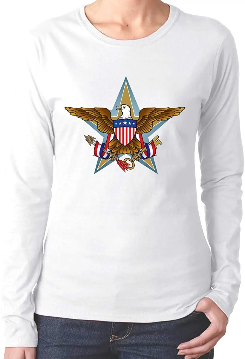 Женские рубашки с длинным рукавом изображением американского Орла TFGHFG хлопковые