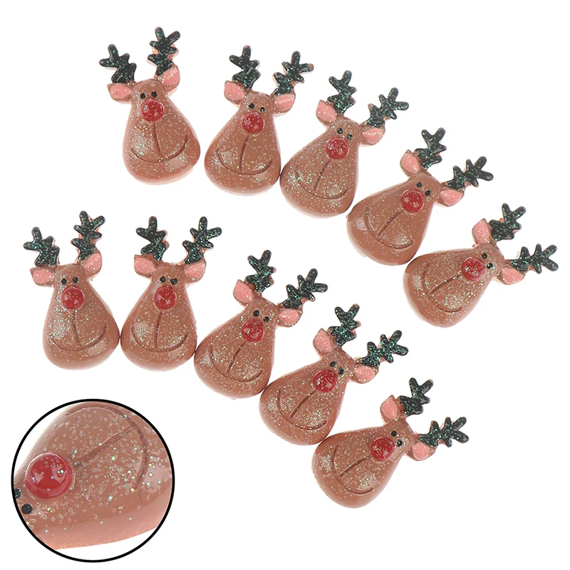 10 шт. Кабошон из смолы с плоским основанием блестящий Рождественский олень