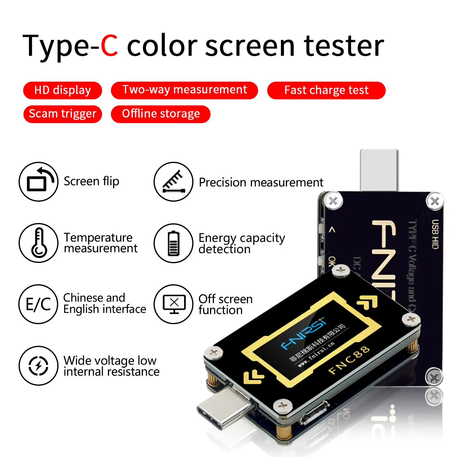 FNC88 тип c PD триггер USB C Вольтметр Амперметр Напряжение 2 способ измеритель тока