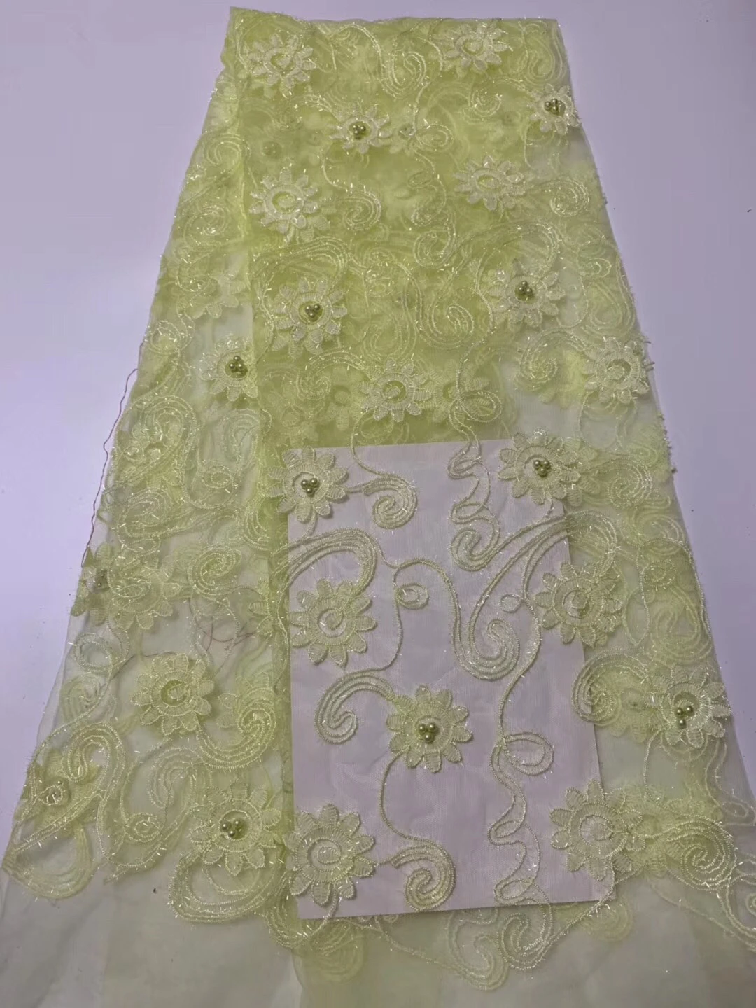 Новейший Голубой тюль кружевная ткань высокого качества модная бисер вышивка