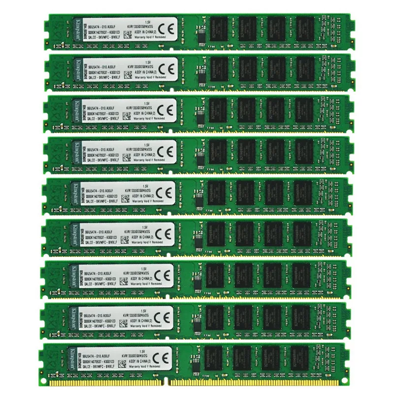 

Kingston 20GB ( 2GB X 10 ) DDR3 RAM 1333Mhz 1600Mhz PC3-10600 DIMM Desktop 240 Pins 1.5V NON ECC Compatible With Intel And AMD