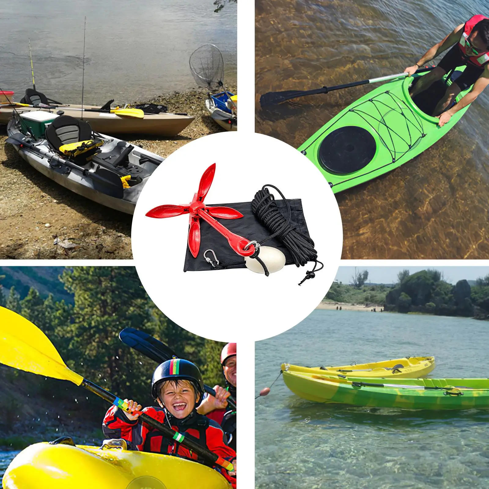

Boat Anchor Folding Anchor Kayak Canoe Boat Marine Anchor Aluminum Lightweight Small Watercraft Anchor Accessories