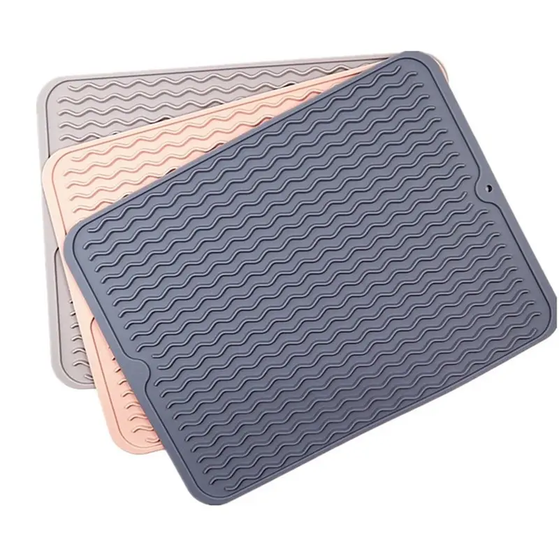 

40*30CM Silicone Dish Drying Mats Thickness Heat Resistant Trivet Drip Tray Cup Coasters Non-slip Pot Holder Table Accessories