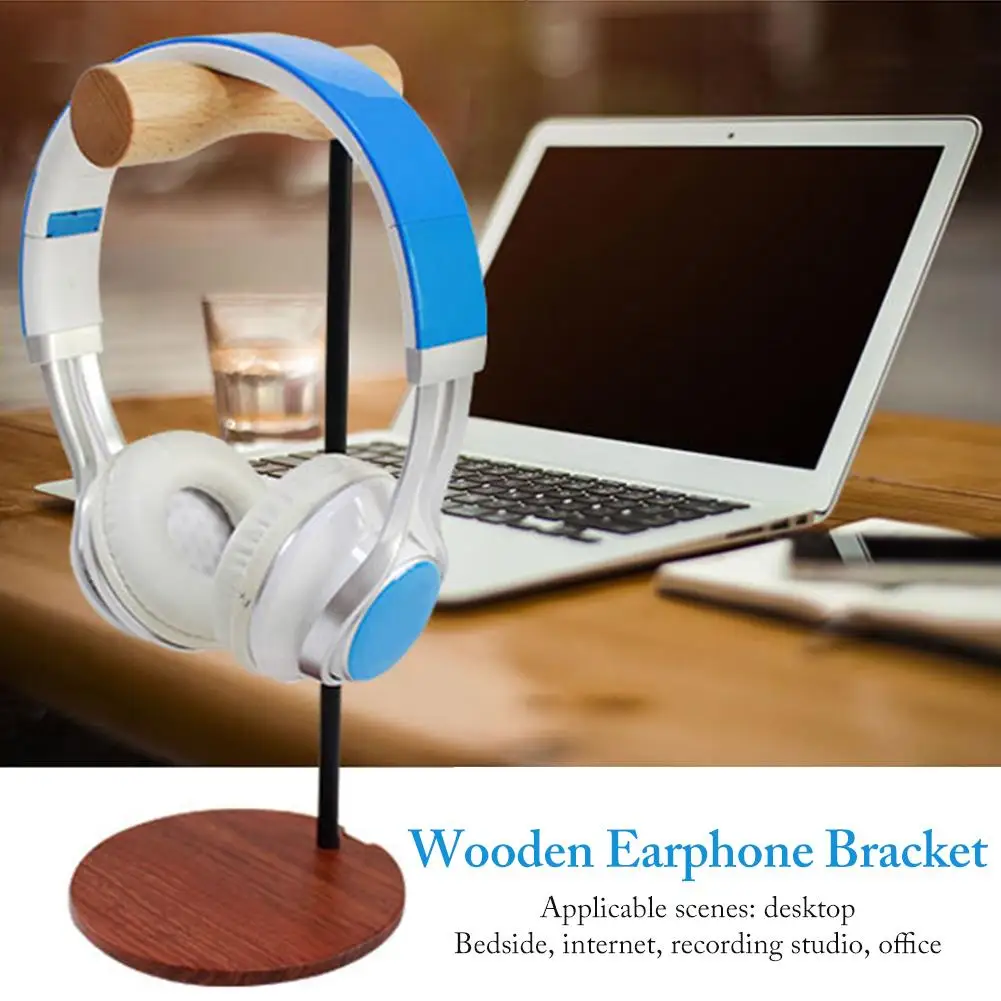 Wooden Earphone Bracket Head-mounted Innovative Desktop Solid Wood Headphone Rack Display Stand Holder For Headset Earbuds | Электроника
