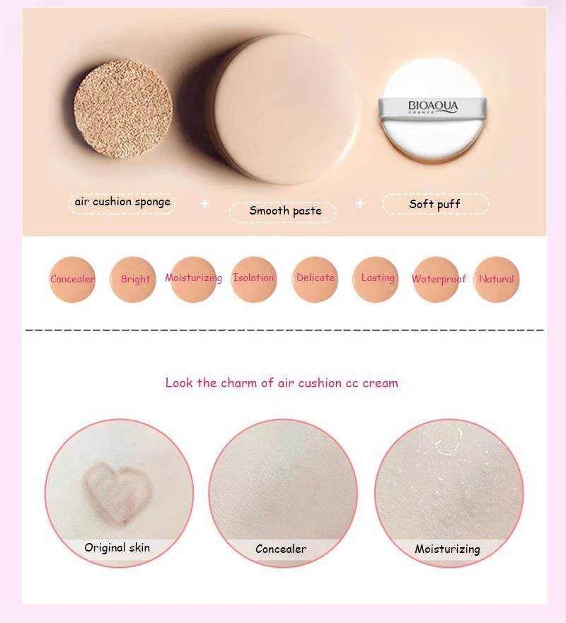 

BIOAQUA Baby Skin Air Cushion BB Cream Concealer Moisturizing Foundation Makeup Bare Whitening Face Cream Cosmetics TSLM1