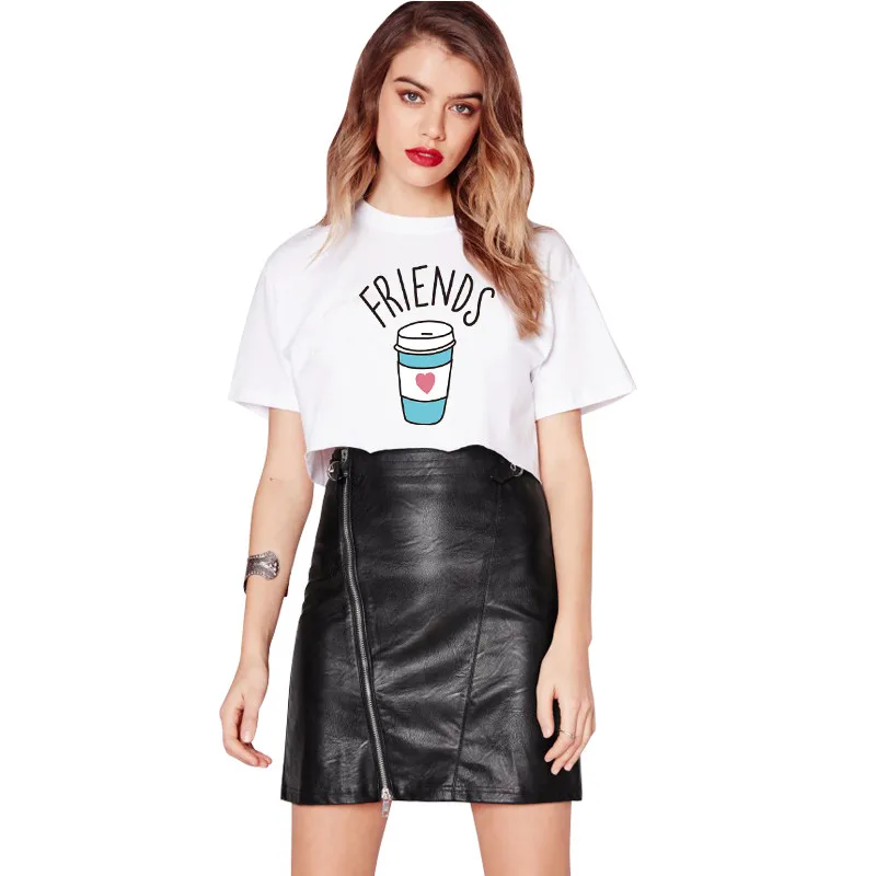 Футболка с принтом пончиков и кофе Лето 2017 лучшие друзья | Женская одежда