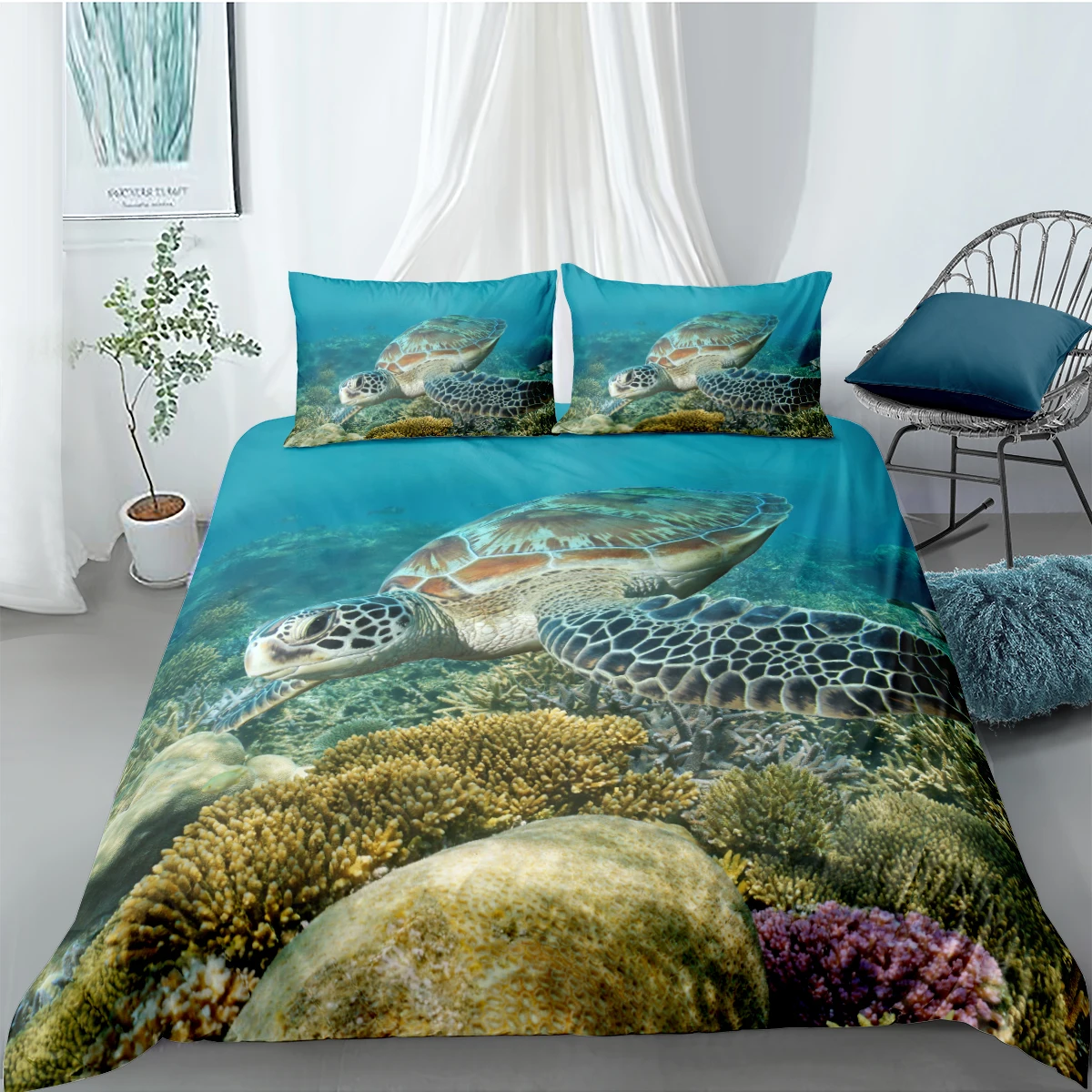 

Fanaijia Luxury Bedding Sets queen size 3d The underwater world Print Duvet Cover and Pillowcase Bed Set Bedlinen Wholesale