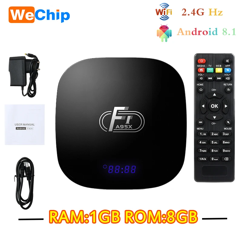 1GB8GB Wechip A95XF1 Amlogic S905W IP tv Android 8,1 Smart tv Box 1080P HD Поддержка 4K 2,4G Wifi 100M LAN H.265 4K HD телеприставка - Цвет: 1GB8GB