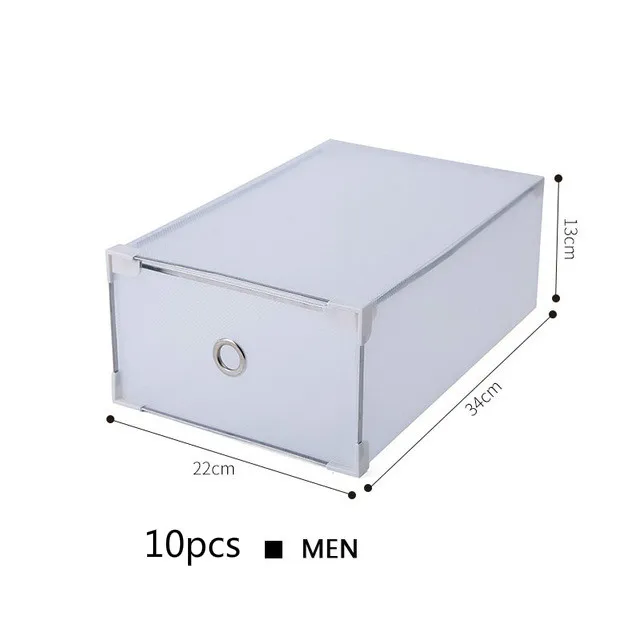 Men-10pcs Толстая пластиковая коробка для обуви, полупрозрачные ящики для хранения, Пыленепроницаемая комбинация ящиков, коробки для хранения, органайзер для обуви для мужчин и женщин - Цвет: Men-10pcs