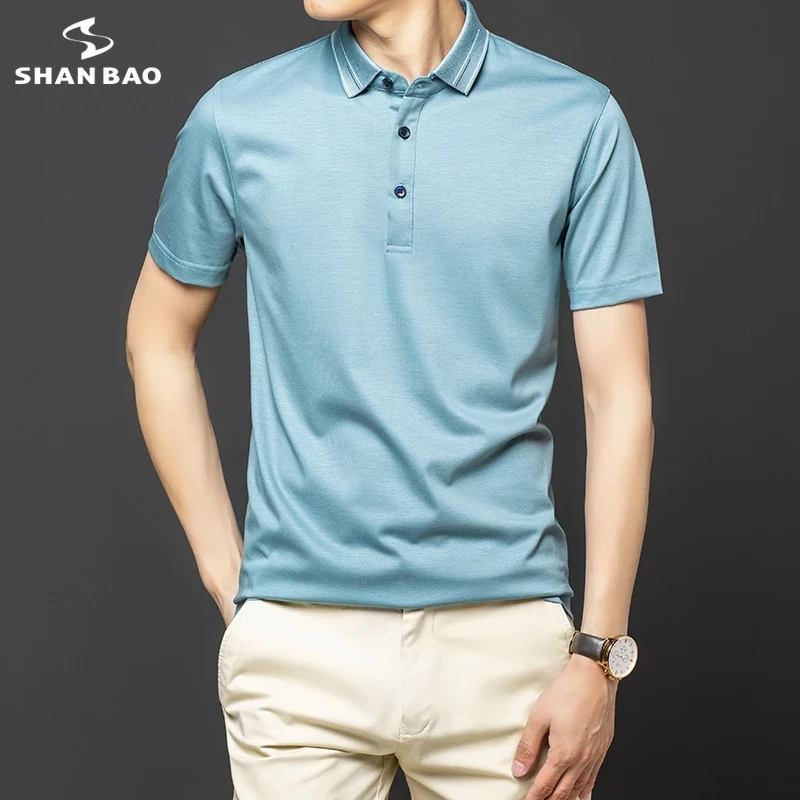 

2021 summer luxury high-quality silk mulberry silk short-sleeved T-shirt business casual thin section comfortable lapel T-shirt