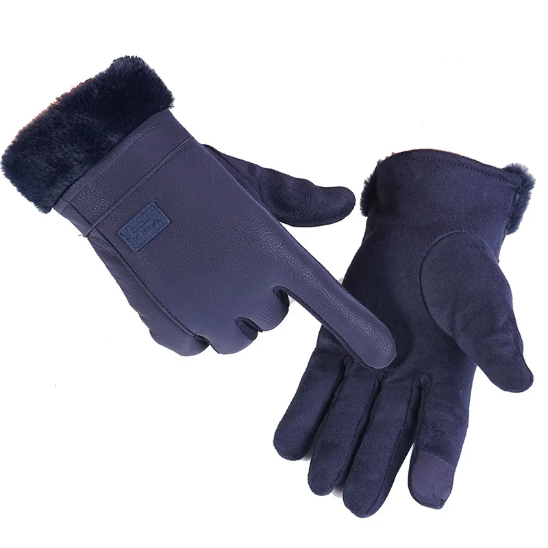 Перчатки мужские уличные утолщенные бархатные осенние и зимние ветрозащитные