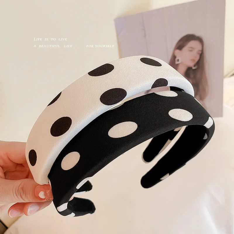 

Japanese And Korean Original Design Black White Color Wave Point Smiling Face Temperament Advanced Sense Headband Hair Band